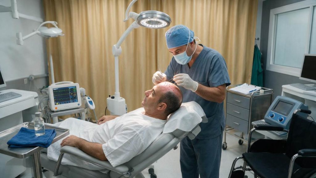 Implantación de unidades foliculares con técnica FUE-DHI